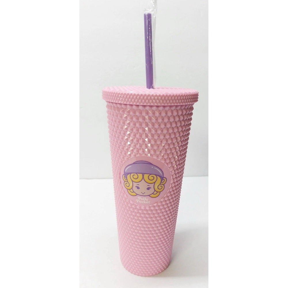 POLLY POCKET Pink 24oz Studded Cup Tumbler Mattel NEW
